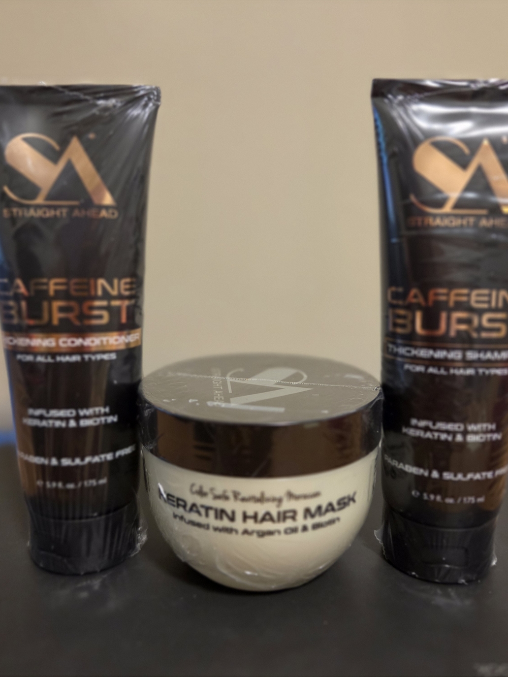 SA Caffeine Burst Thickening Shampoo & Conditioner. Keratin Hair Mask